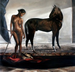 The death of Narcissus, oil on linen, 36 x 36 inches